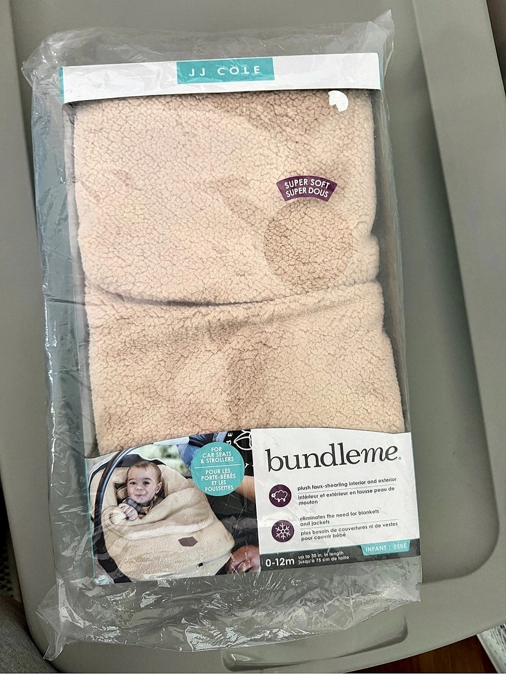 JJ Cole Bundleme Baby Car Seat Cover Beige 0-12m NWT